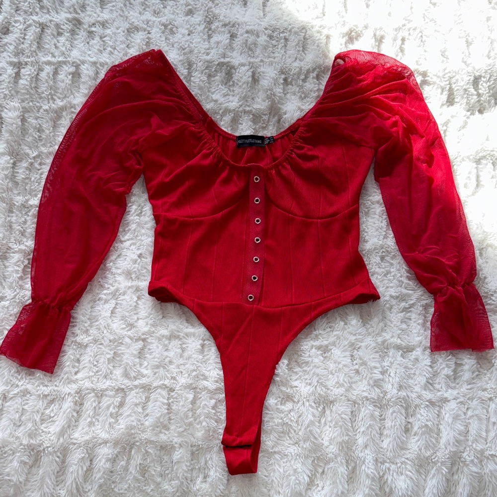 PrettyLittleThing Red Bodysuit